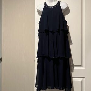 Elegant Navy Blue Layered  Dress
